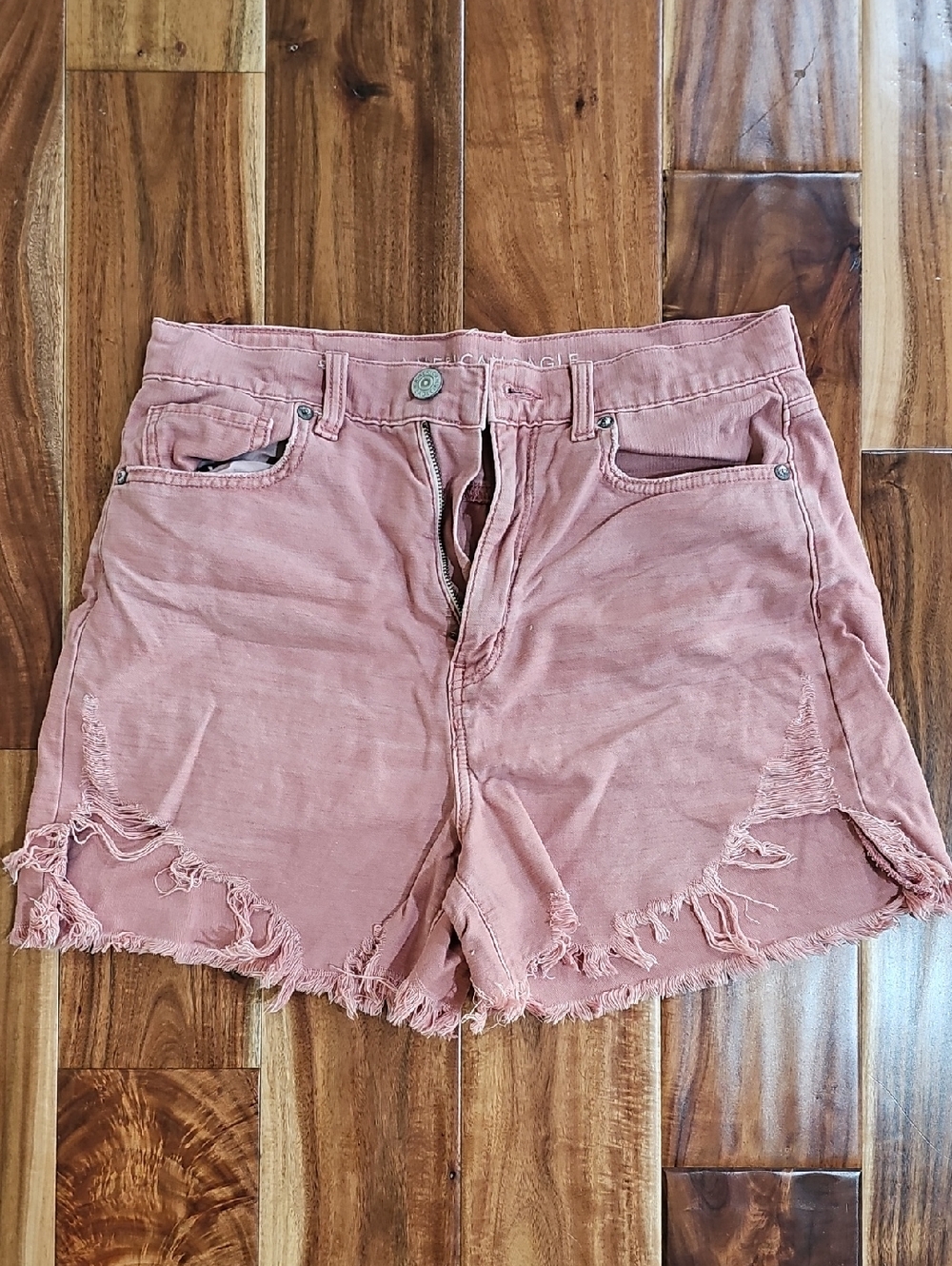 American Eagle Outfitters Dusty Rose Frayed Denim Shorts